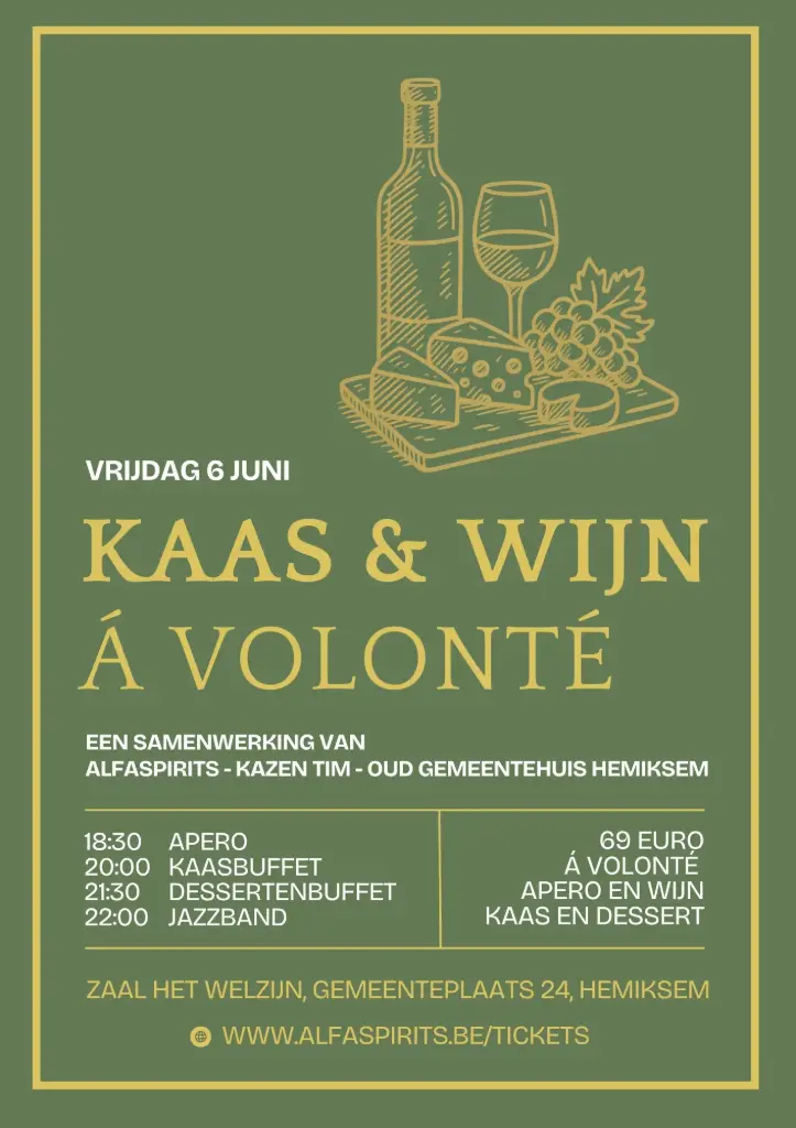 Kaas en wijn avond 6 juni 2025